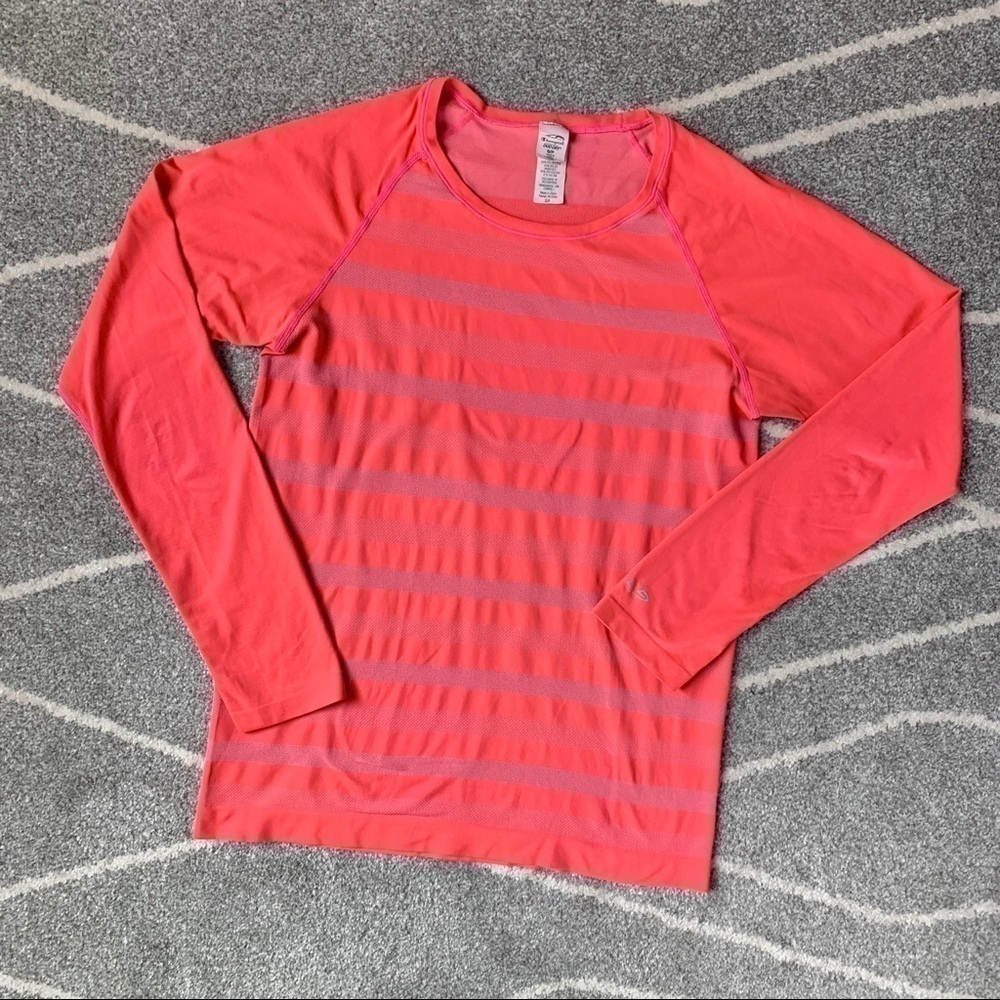 Champion Orange and Pink Striped Long Sleeve Top